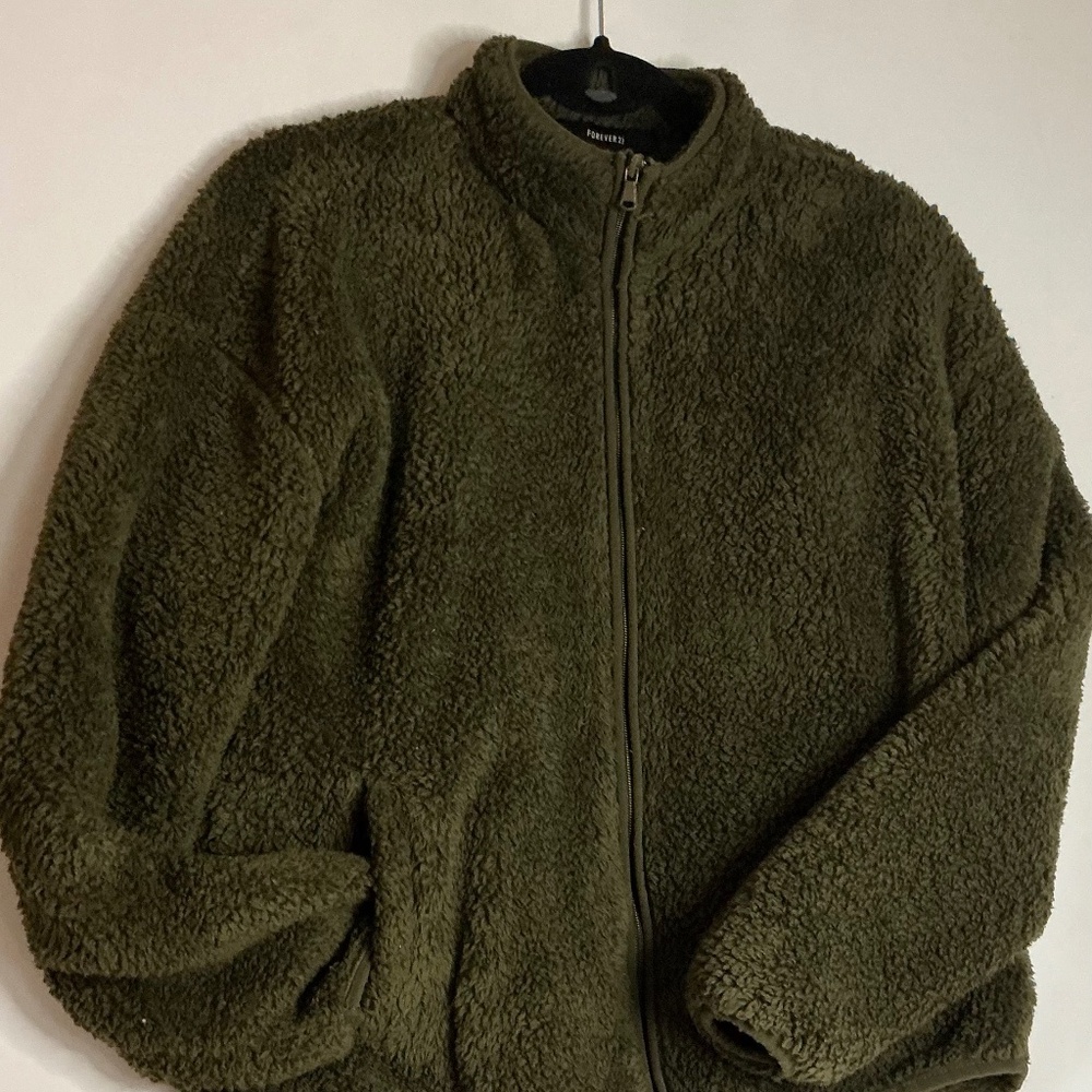 Women's Olive Green Sherpa Jacket